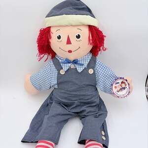 Raggedy Andy 25" Limited Edition Collectible Doll Blue Gingham Shirt Overalls